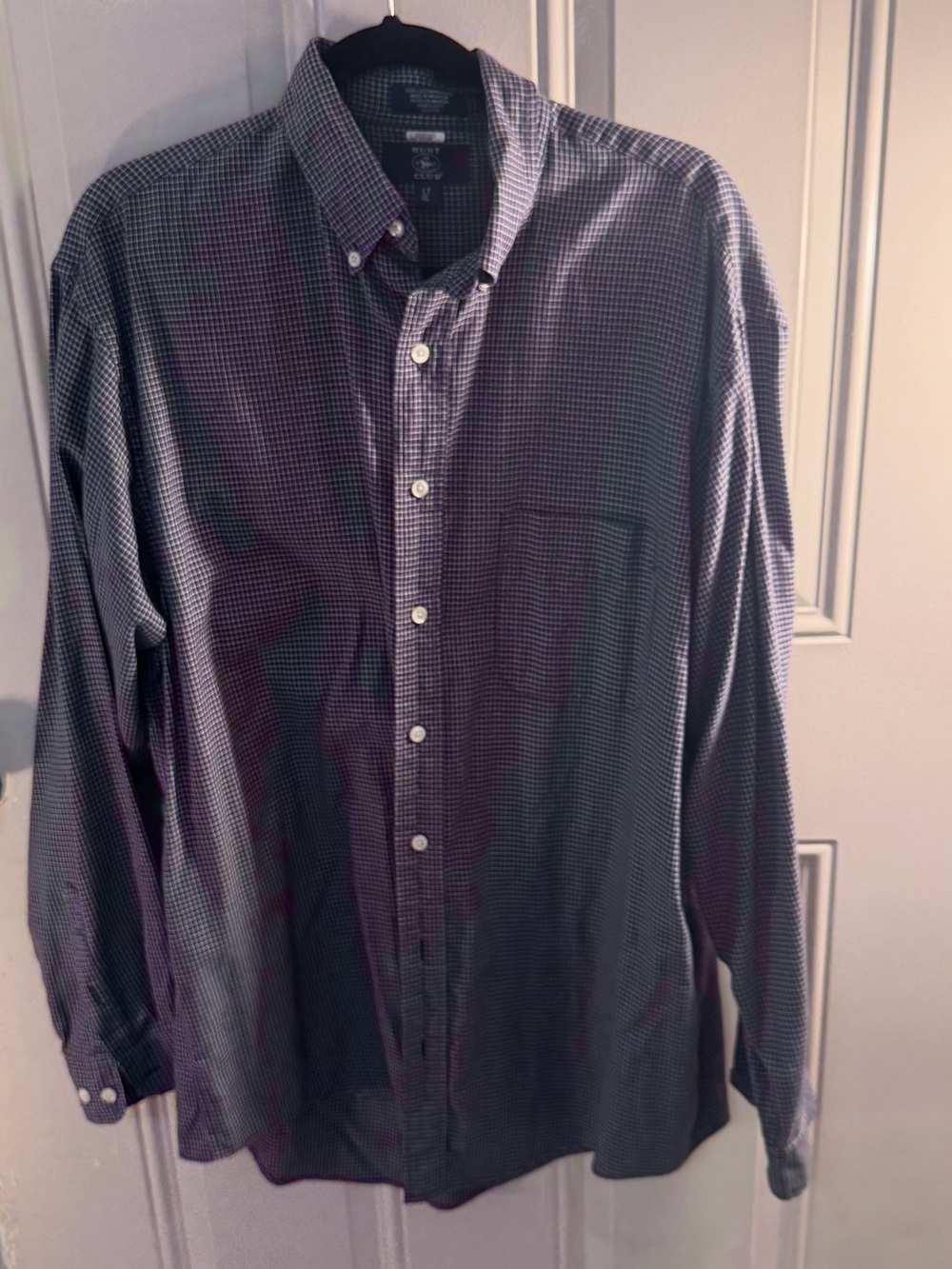 Hunt Club Men’s Button-Down Shirt - Navy and White Check
